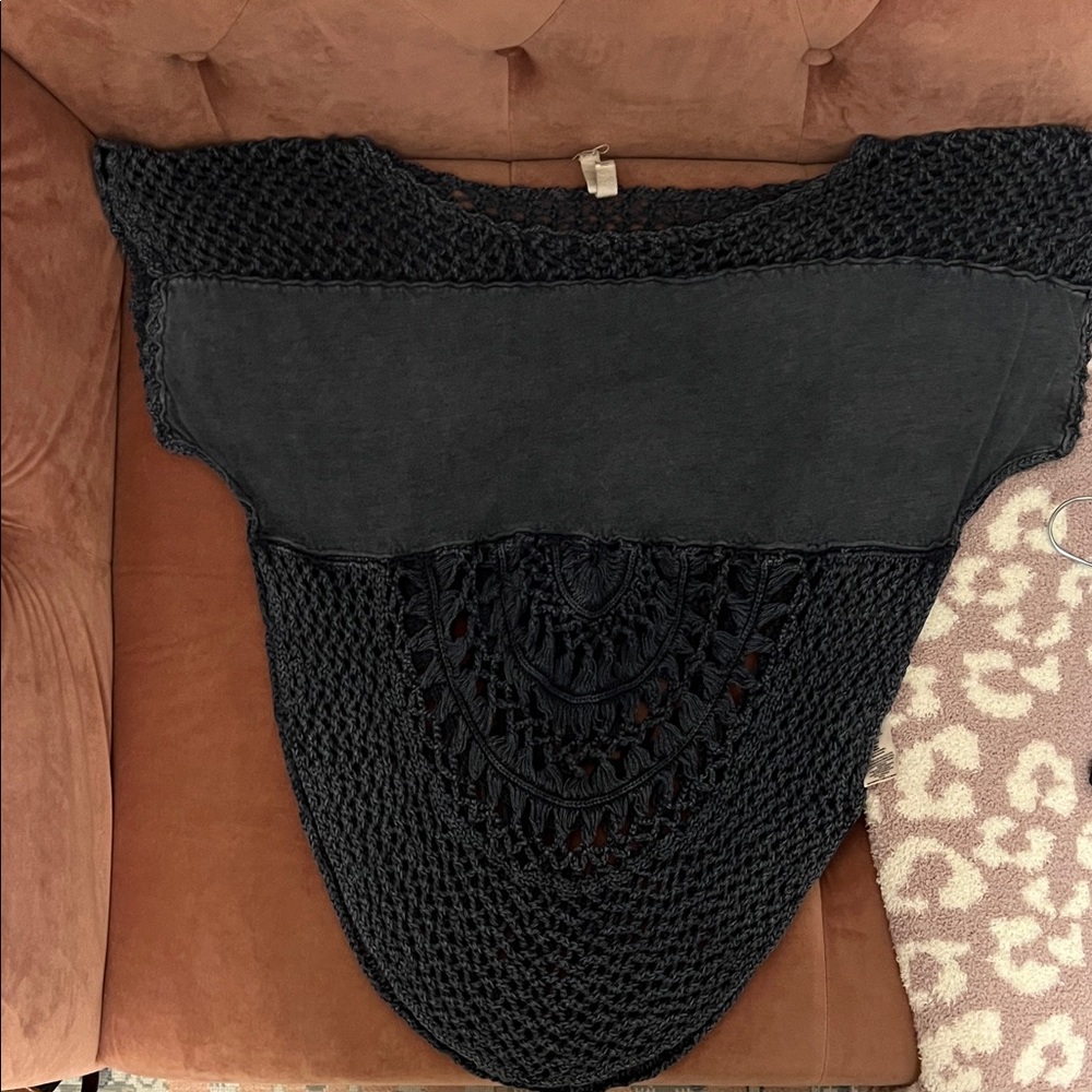 Free People Black Knit Poncho